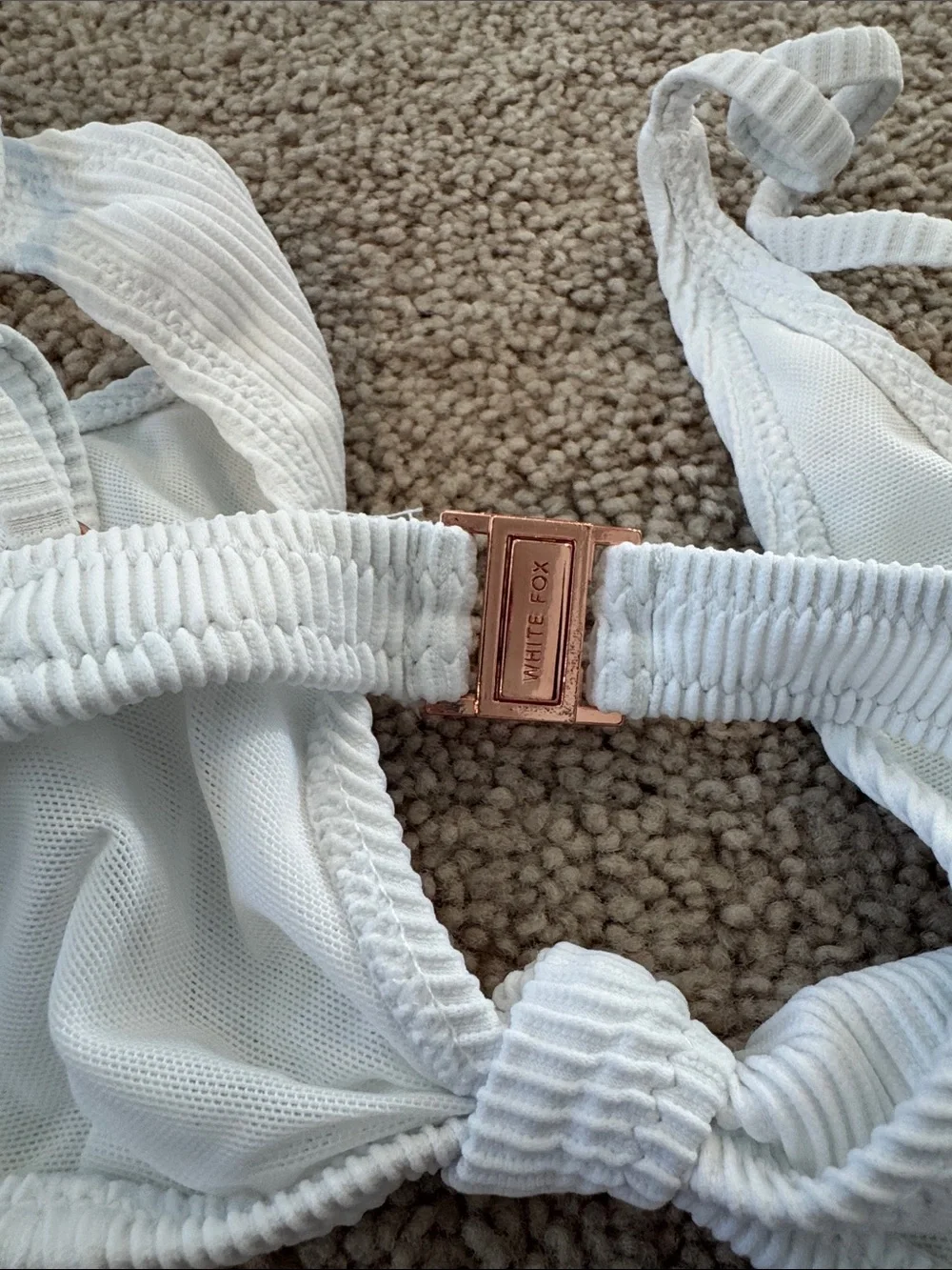 WHITE FOX SWIM | White Ribbed Knot Bikini Top
